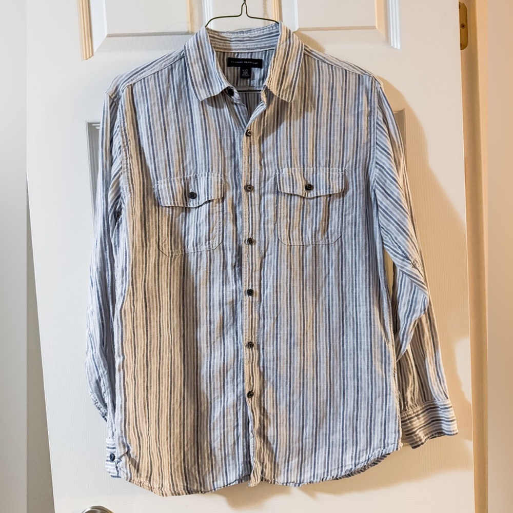 Banana Republic Blue and White Striped Shirt